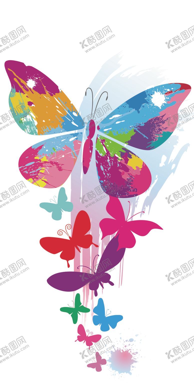 编号：44739909271019071626【酷图网】源文件下载-蝴蝶花纹手机壳渐变炫彩