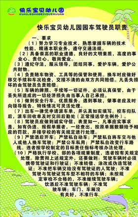 幼儿园驾驶员制度牌