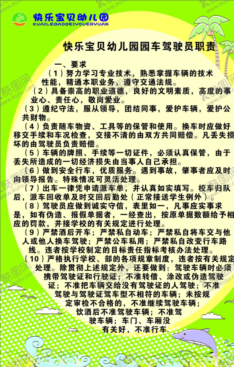 编号：63979805120312374250【酷图网】源文件下载-幼儿园驾驶员制度牌