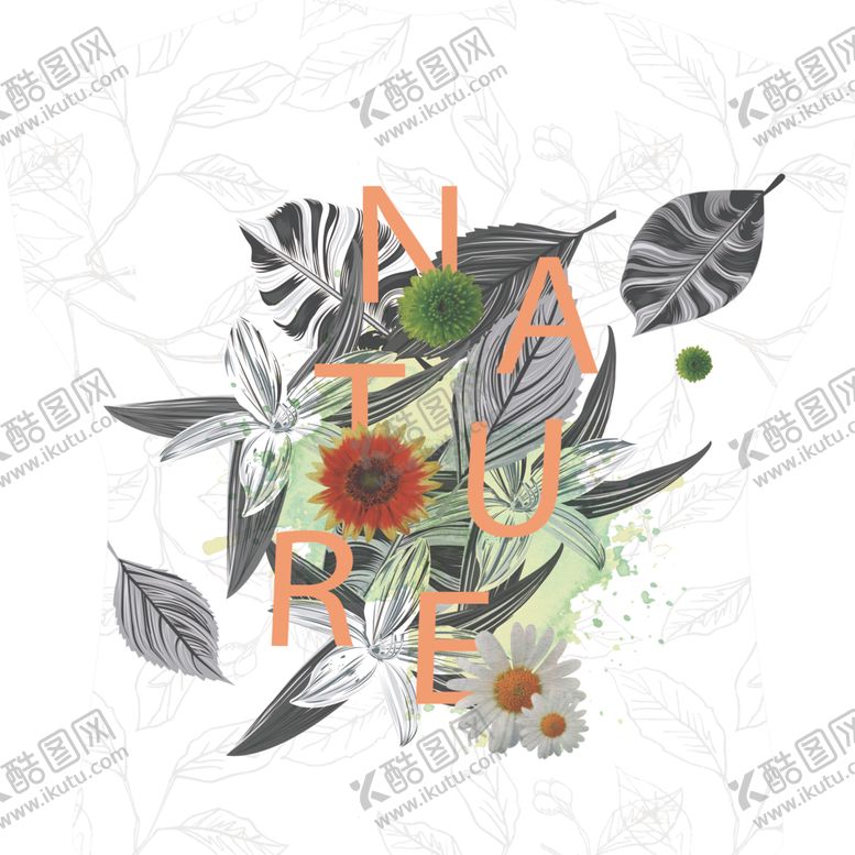 编号：76316305131823562176【酷图网】源文件下载-花卉叶子T恤图案