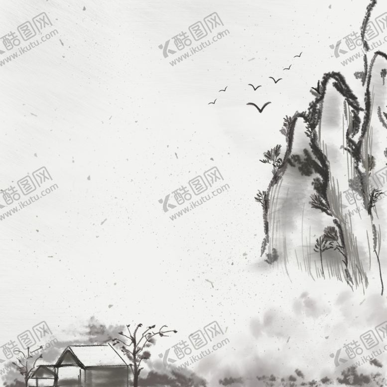 编号：80120304070457567943【酷图网】源文件下载-古风白色水墨山水背景