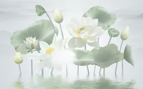 水墨山水简约花鸟背景客厅装饰画现代墙电视墙国风格
