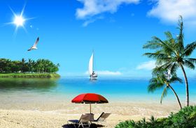 夏日蓝天海岸