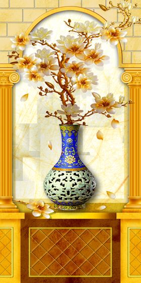 简约花瓶玄关画