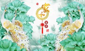 家和富贵浮雕玉兰花电视背景墙