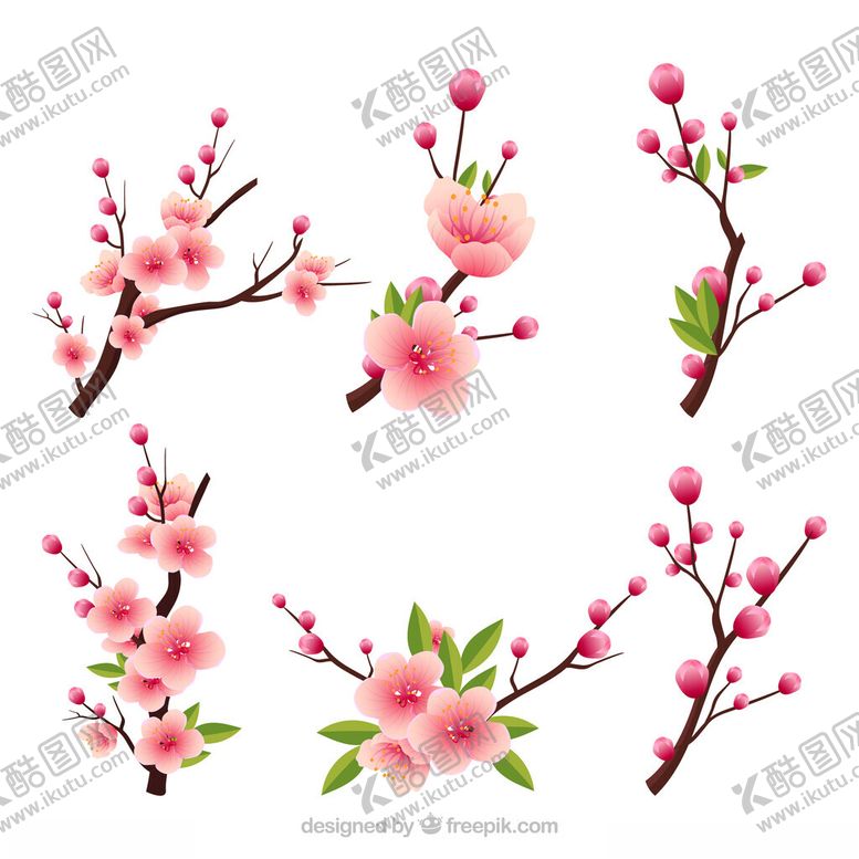 编号：68070504030239528449【酷图网】源文件下载-粉色桃花枝插画素材