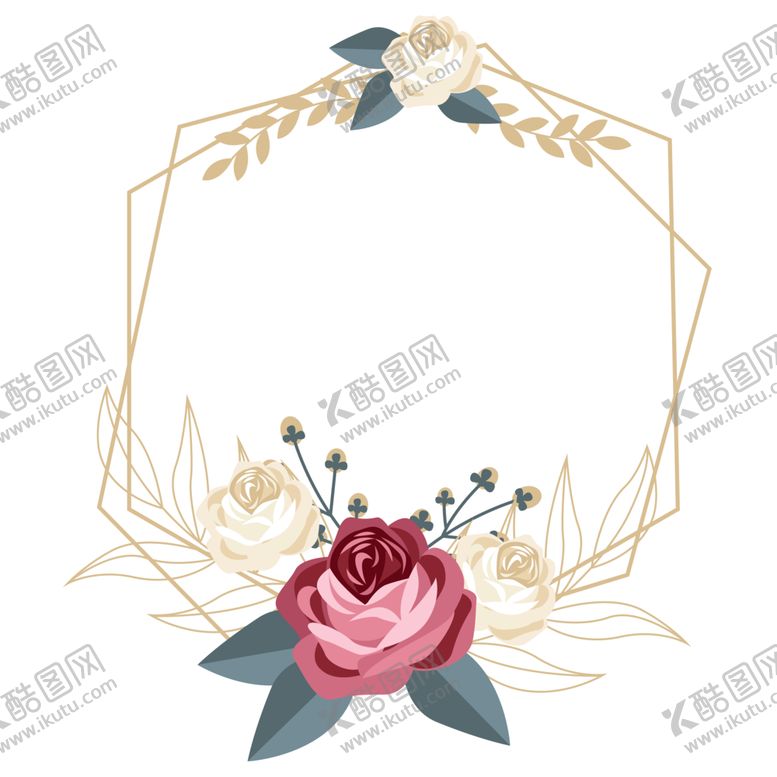 编号：50987701210241018269【酷图网】源文件下载-金色边框植物花环