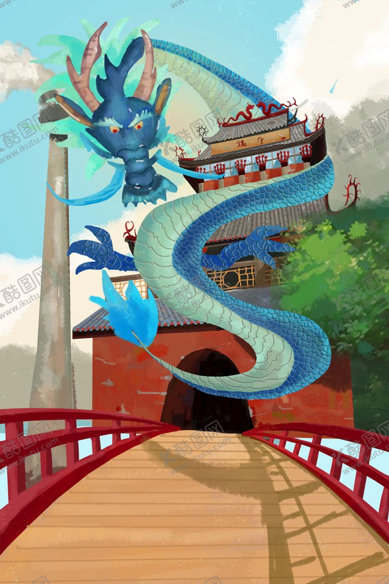 编号：58396009152108142695【酷图网】源文件下载-国潮神龙海报设计图片