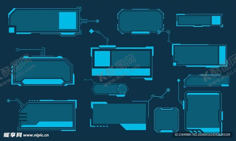编号：12622604212245586713【酷图网】源文件下载-蓝色科技风几何图形背景