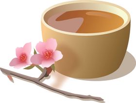 桃花茶排毒养颜女人茶矢量手绘