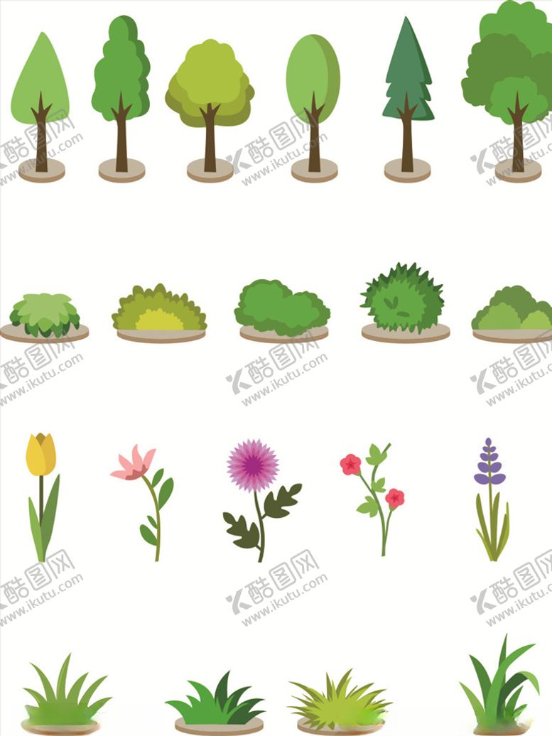 编号：82848407121118372394【酷图网】源文件下载-植物草丛花朵矢量图