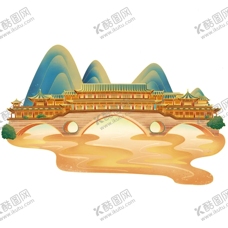 编号：10104602281956422590【酷图网】源文件下载-中国风潮流手绘古典建筑