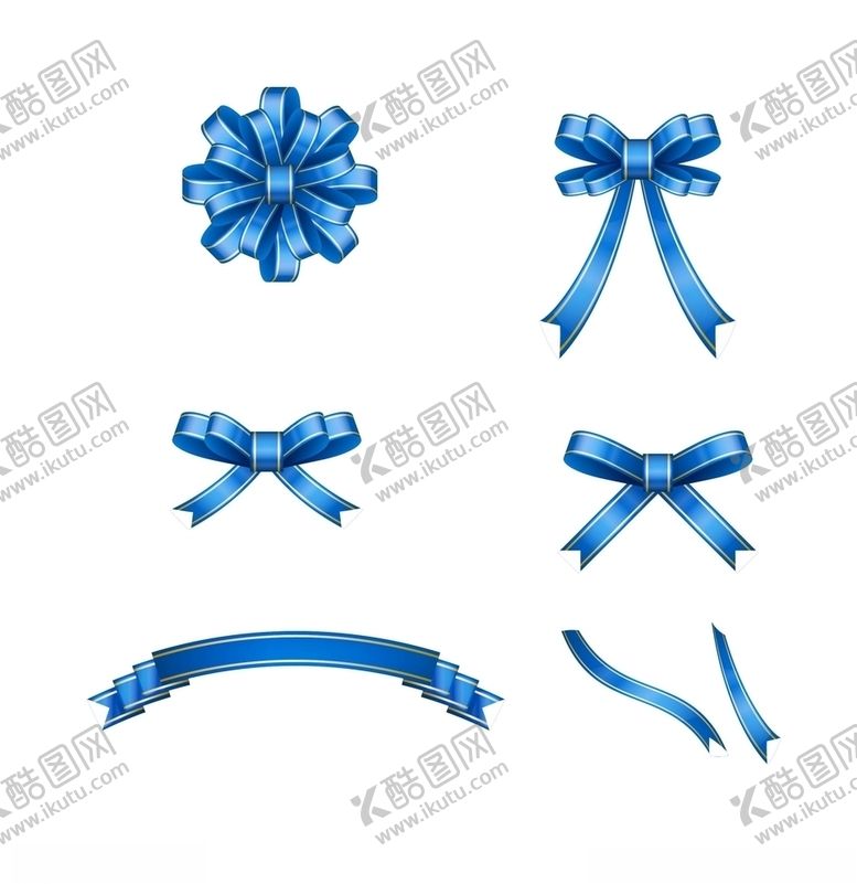 编号：97644910090654219112【酷图网】源文件下载-蓝色丝带矢量蝴蝶结