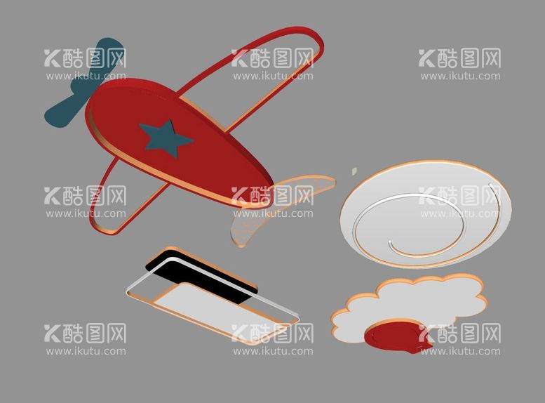 编号：79676812200626485068【酷图网】源文件下载-卡通飞机灯模型