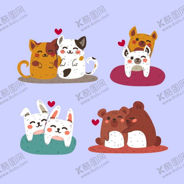 编号：07649509160224576241【酷图网】源文件下载-情人节动物装饰可爱