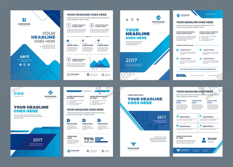 编号：94419904212048262426【酷图网】源文件下载-蓝白商务风宣传册设计模板
