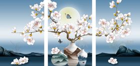 花瓶装饰画书房晶瓷皮烤瓷浮雕