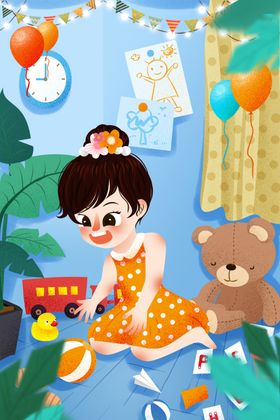 卡通儿童插画素材六一海报节背景
