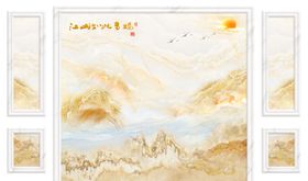 山水玄关意境山水壁画