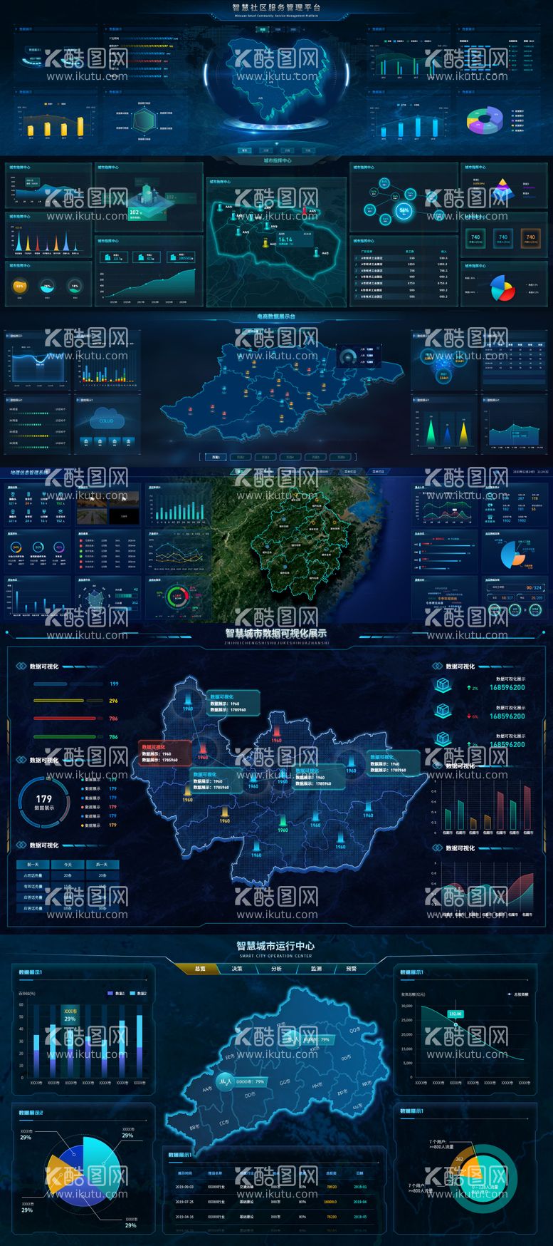 编号：92256211280611116252【酷图网】源文件下载-UI界面城市指挥中心电商数据展示台智