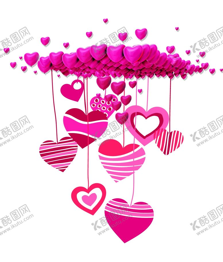 编号：27341409091942007976【酷图网】源文件下载-粉色爱心挂饰元素