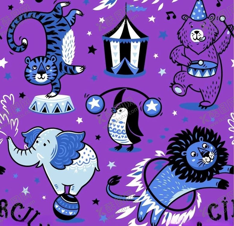 编号：84008110090555168720【酷图网】源文件下载-马戏团动物服装印花