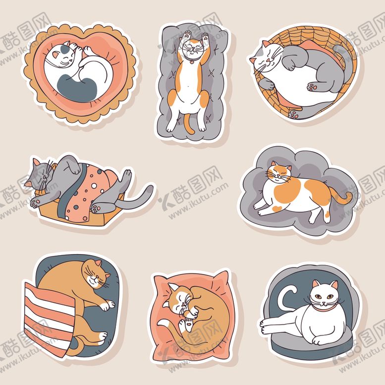 编号：55593712191317367843【酷图网】源文件下载-卡通猫咪贴纸