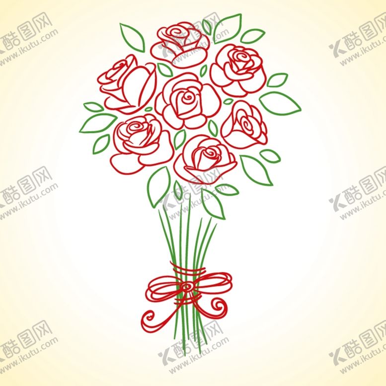 编号：49237009130129368163【酷图网】源文件下载-手绘红玫瑰花束