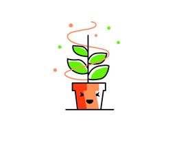卡通小树树树苗枝叶花盆