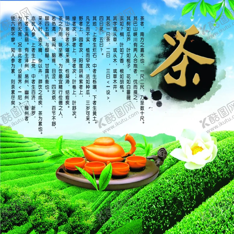 编号：64256904220050486957【酷图网】源文件下载-清新茶园中的茶具与繁花