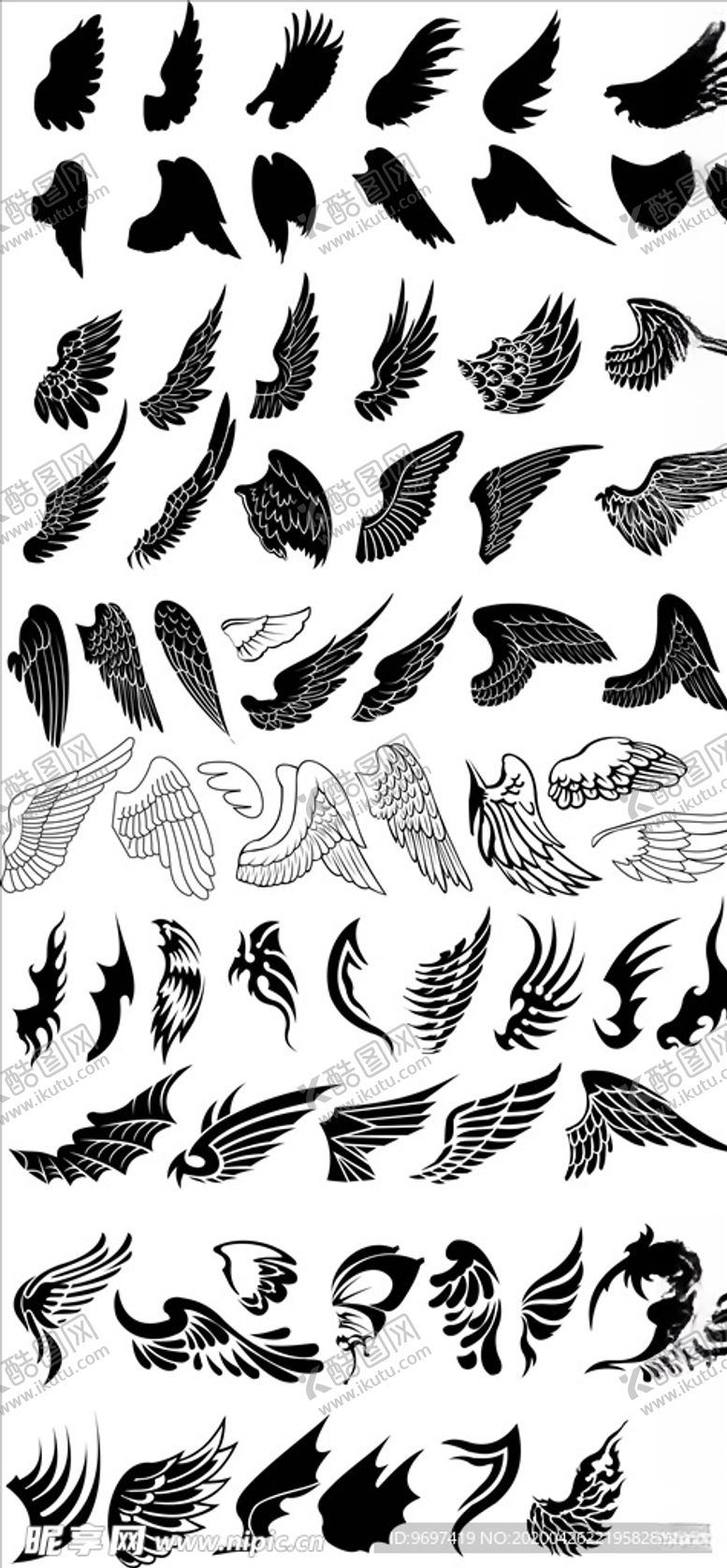 编号：15130509250447227452【酷图网】源文件下载-矢量剪影翅膀