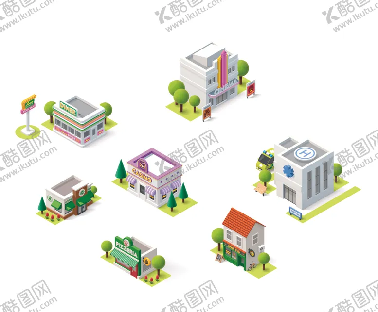 编号：75150412071308359366【酷图网】源文件下载-精美C4D建筑插画