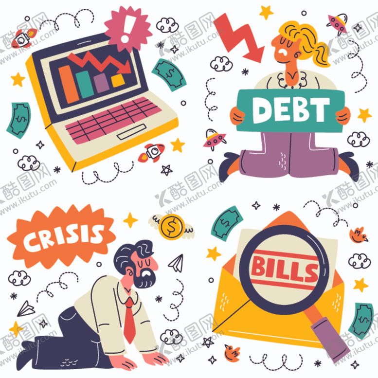 编号：79211310301111344576【酷图网】源文件下载-债务危机与技能提升主题图
