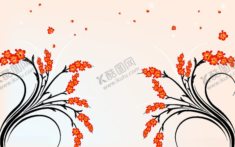 编号：81114505110727573396【酷图网】源文件下载-麦穗麦花红色小花背景墙
