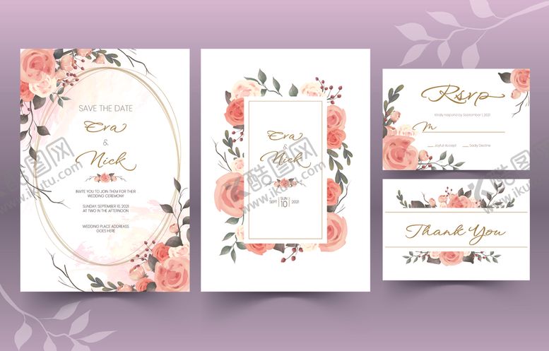 编号：91475011021736552301【酷图网】源文件下载-花卉主题婚礼请柬设计