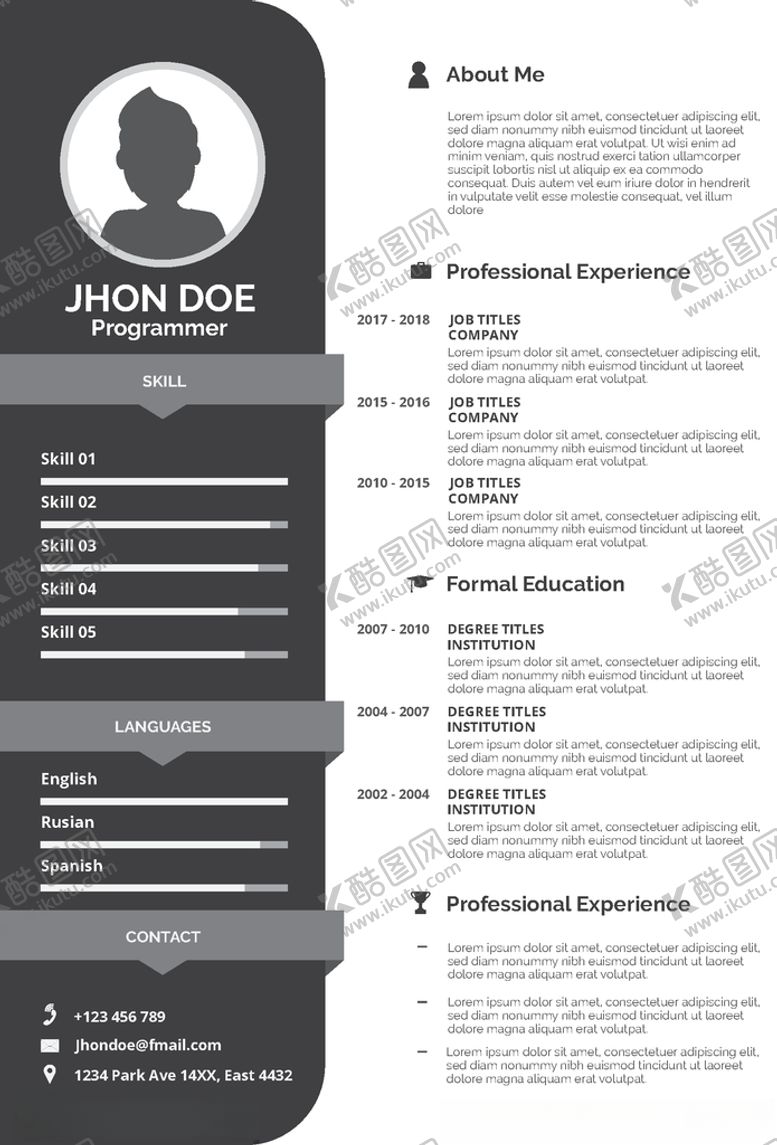 编号：50458110100654109257【酷图网】源文件下载-简历模板