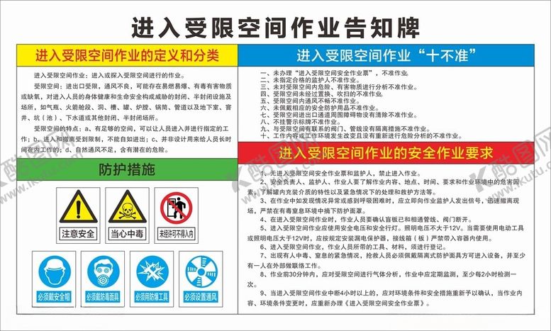 编号：31288401280527038409【酷图网】源文件下载-进入受限空间作业告知牌