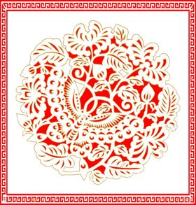 传统红色剪纸艺术图案