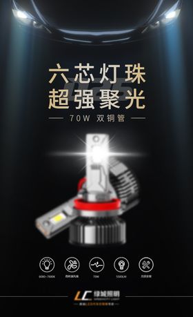 简约炫酷LED车灯海报
