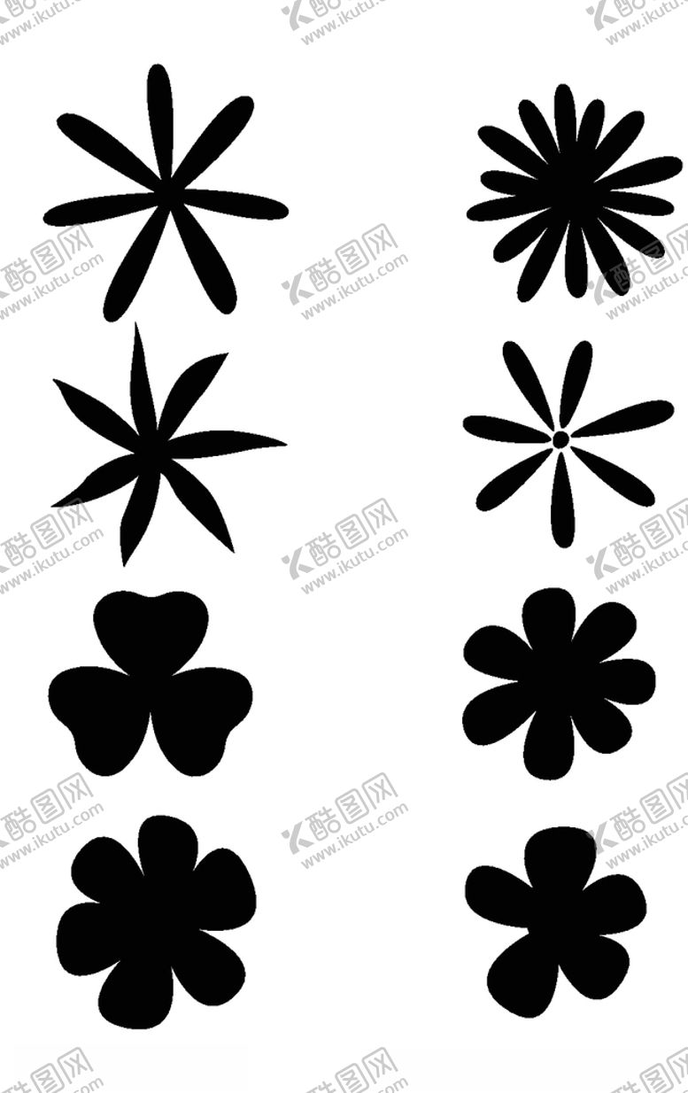 编号：66472910091410077853【酷图网】源文件下载-简约黑色花朵元素