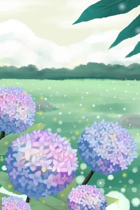 梦幻花朵手绘插画