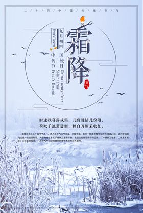 霜降24节气海报寒夜