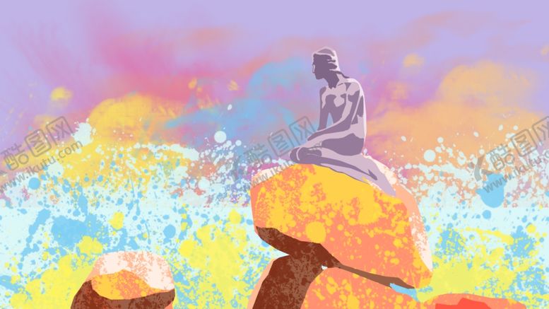 编号：56432909151735234634【酷图网】源文件下载-丹麦美人鱼水彩画油画