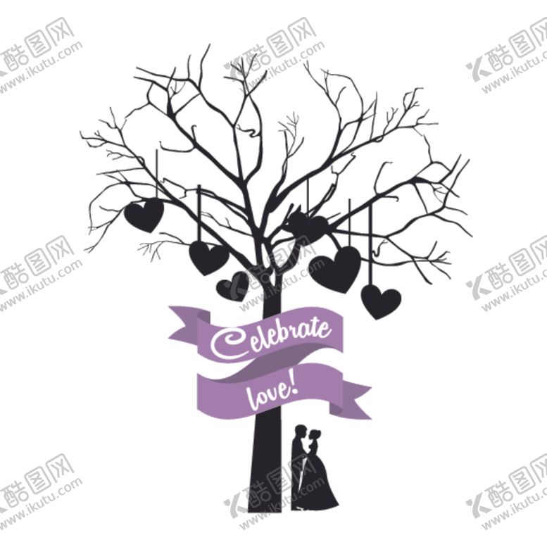 编号：43986110100915073807【酷图网】源文件下载-树下情侣拥抱卡通唯美浪漫设计