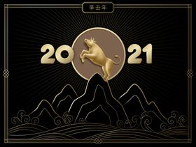 2021牛年新春插画海报