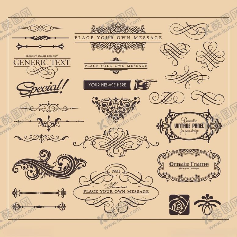 编号：10784712181732191053【酷图网】源文件下载-复古装饰性花纹设计元素