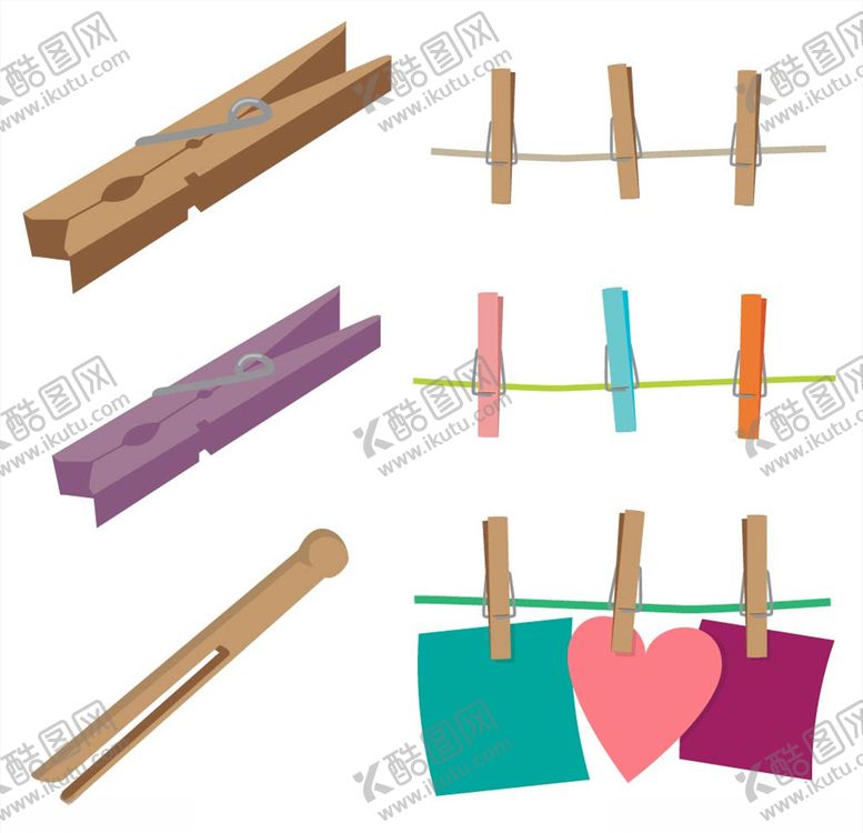 编号：52229810152351416741【酷图网】源文件下载-矢量木夹元素