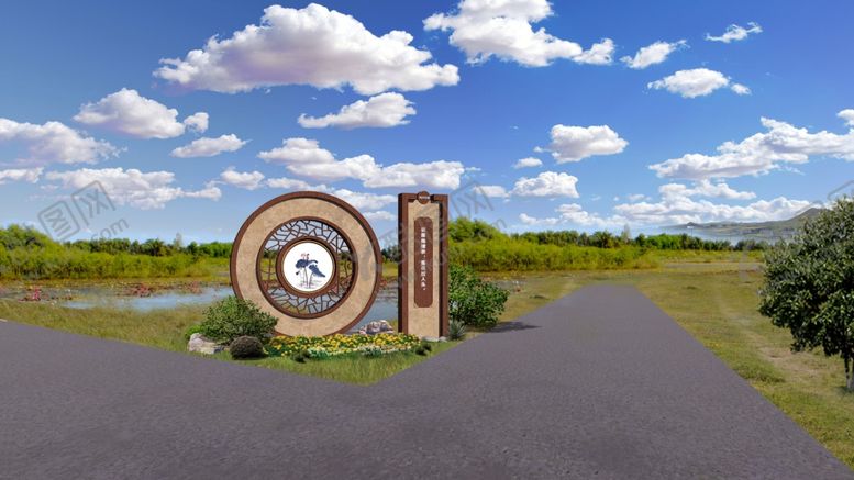 编号：48853409230028085800【酷图网】源文件下载-乡村小景观效果图