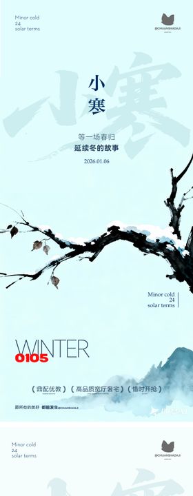 小寒大寒插画海报