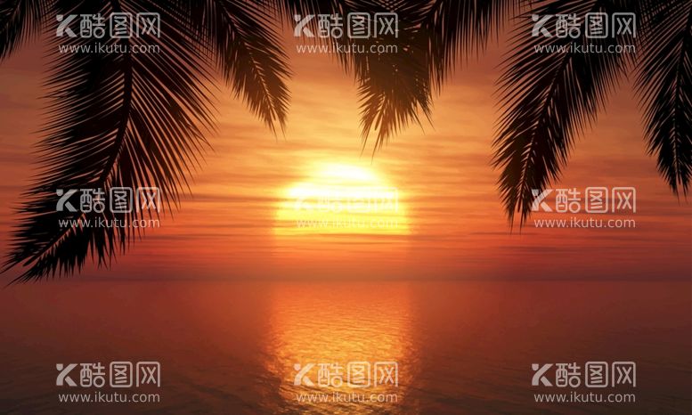 编号：77300211120802394823【酷图网】源文件下载-海上的夕阳风景